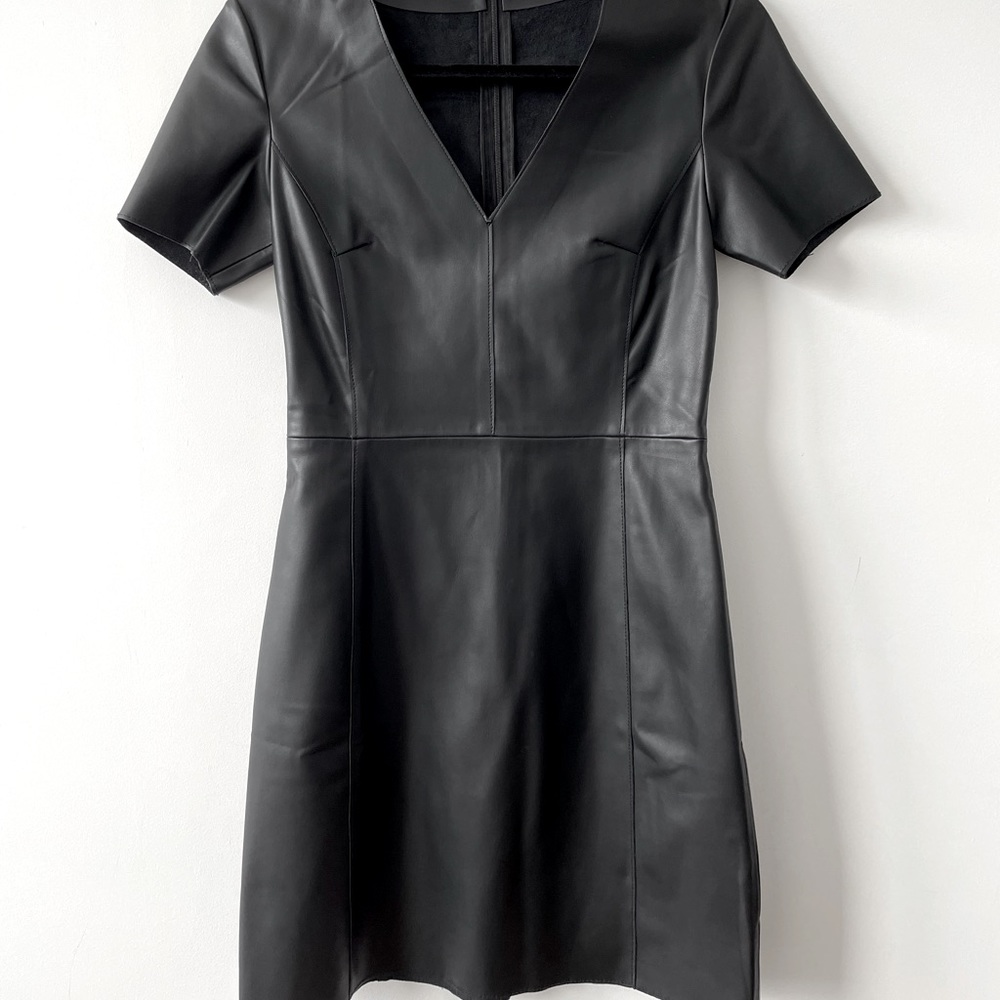 Vegan leather mini dress